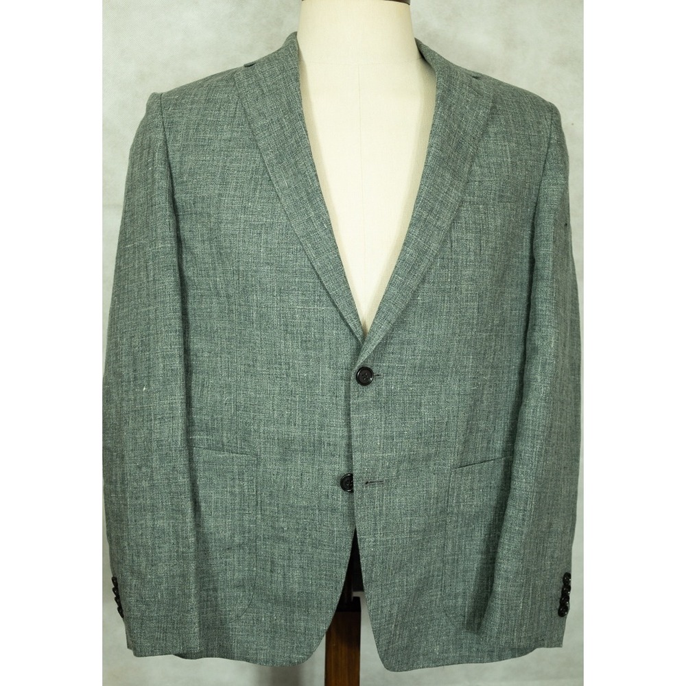Banana Republic Slim Fit Linen Blazer Mens 42R Blue Gray Two Button Sport Coat